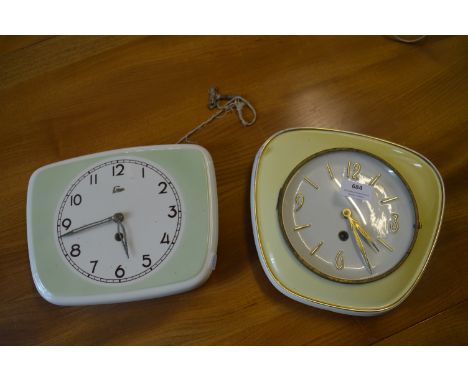 Pair of 1950's Vintage Ceramic Wall Clocks 