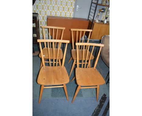 Set of Four Ercol Stickback Dining Chairs 