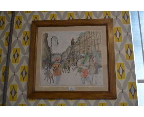 Framed Watercolour Sketch of Vienna 1997 by Launa Ward 