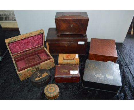 Wooden Boxes Including Mahogany Tea Caddy 