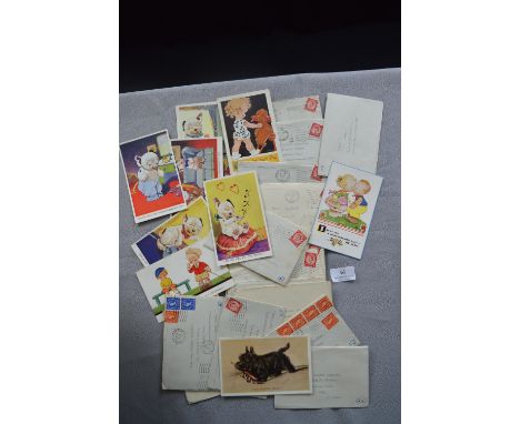 Vintage Valentines Postcards; Mabel Lucie Attwell, Bonzo, etc. 
