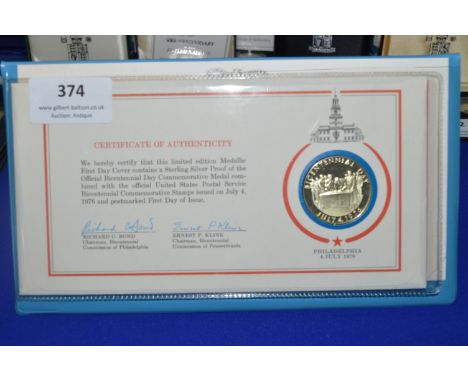Medallic First Day Cover Sterling Silver Proof Bicentennial Day 1976 