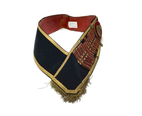 Q. E. II DRUM MAJOR’S BALDRIC SASH, of the 4/5th Bn. The Royal Scots Fusiliers, embroidered with Royal cypher, padded crest a