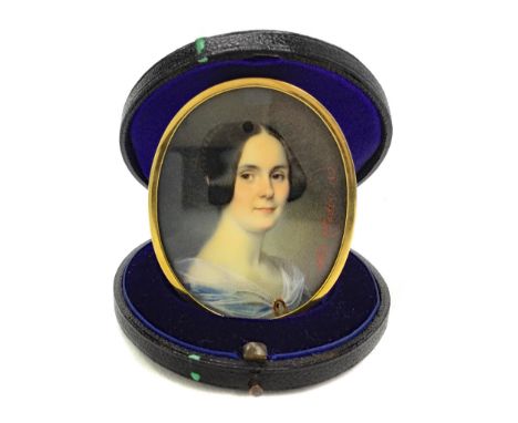 ALESSANDRO CITTADINI (ITALIAN, 1820-1877), PORTRAIT OF EMILIE FRASER, painting on ivory, signed and dated 1847, 5.4cm x 4.2cm