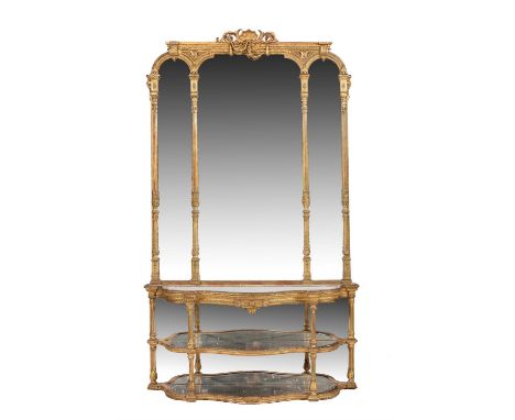 A Victorian giltwood and composition mirror and console table, last quarter 19th century, in the manner of C. & R. Light, com