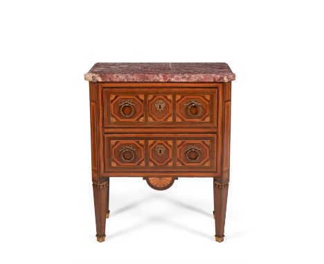 Y A kingwood, satinwood and marquetry inlaid petit commode in Louis XV style, 19th century, 77cm high, 61cm wide, 30cm deepCo
