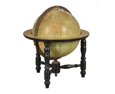 A 14 inch library table globe, George Philip and Son Ltd, London circa 1920, the sphere applied with twelve coloured printed 