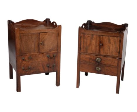 A George III mahogany night commode, circa 1780, 79cm high, 55cm wide, 46cm deep, together with another similar George III ma