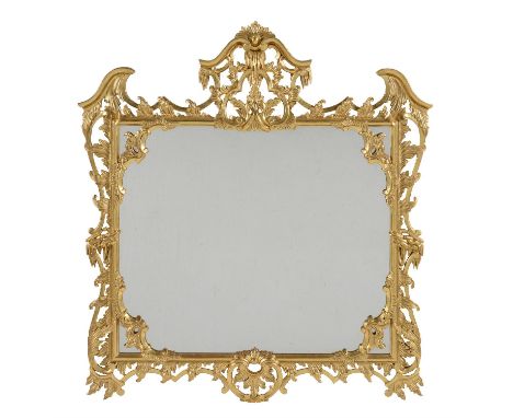 A carved giltwood wall mirror in George III style, by D J Smith, circa 1991, century, after the manner of Thomas Chippendale,
