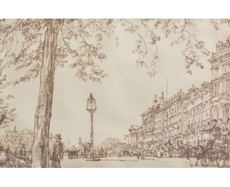 λ Sir Muirhead Bone (British 1876-1953)View of London#Ink Signed with initials lower right and further signed in pencil lower