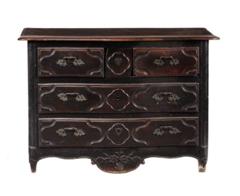 A Louis XV walnut commode, mid 18th century, 89cm high, 125cm wide, 58cm deep