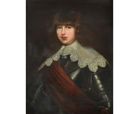 After Justus SustermansPortrait of Prince Waldemar Christian of Denmark in armour with a lace collarOil on canvas76 x 60cm (2