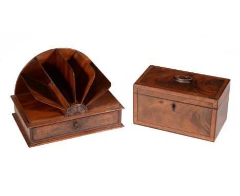 A mahogany letter rack, circa 1840, in the manner of Gillows, the fan supports centred by a paterae and above the single frie