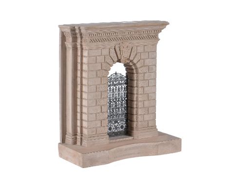 A modern gypsum and metal mounted architectural model of the Burlington House Arch, by Timothy Richards, of recent manufactur