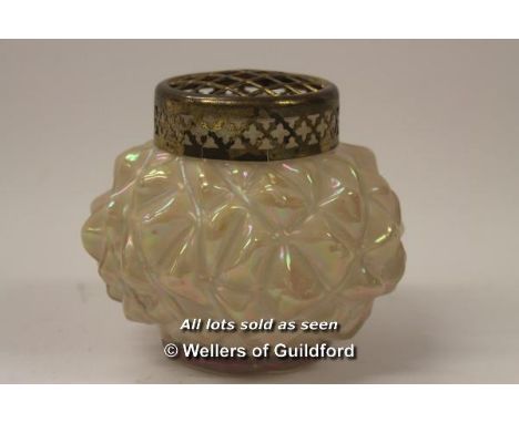 *Bohemian Willhelm Kralik mother of pearl glass vase (Lot subject to VAT) (LQD98)
