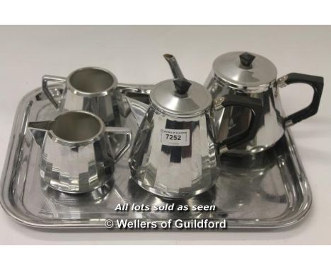 Swan Doric Ware part set comprising of coffee pot, tea pot, milk jug, sugar bowl and tray (5)