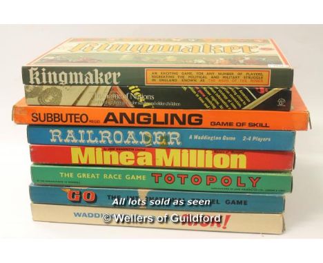 Assorted vintage board games mainly by Waddington's to include Risk, Go, Totopoly, Mine a Million, Railroader, Subbuteo Angli