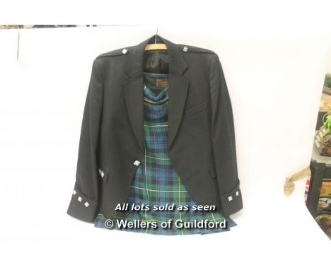 Celtic Craft Centre tartan kilt and black wool jacket, as new.