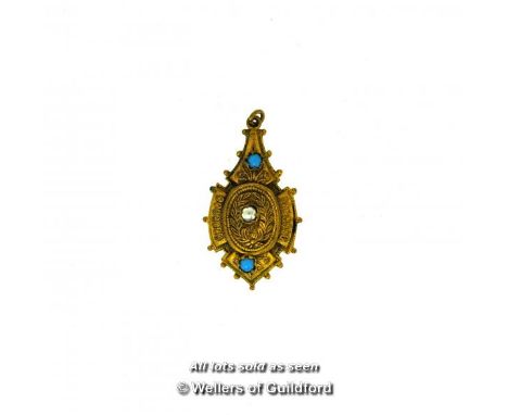 *Indian style pendant set with turquoise and a seed pearl (Lot subject to VAT)