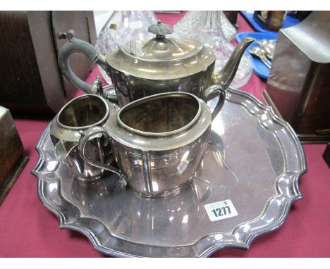 Joseph Rodgers Three Piece Plated Tea Service, with associated shaped salver.