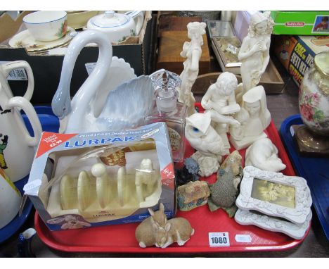 Nao Swan, Italian figurines, Lurpak toast rack, scent bottle, etc:- One Tray