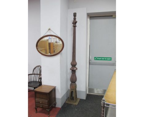 XIX Century Cast Iron Lamp post, with twin bulbous and quatrefoil shaped body, on square base, approximately 230cm high.