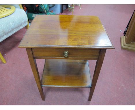 An Early XX Century Mahogany Side Table, with a single drawer, square legs with under shelf, 64cm high.