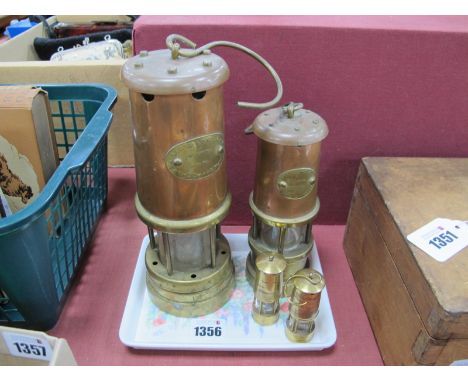 Two Lamp &amp; Limelight of Hockley Miners Lamps, plus two miniature examples:- One Tray.
