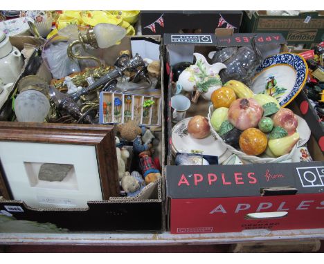 Shaw &amp; Fsher Plated Teapot, candelabra, wall lights, ceramic, etc:- Two Boxes.