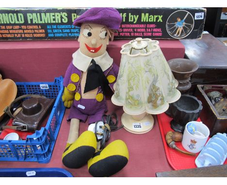 A Mid XX Century Felt 'Pinocchio' Doll, approx 57cm high; plus a similar period child's bedside lamp with period shade depict
