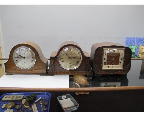 Garrard, Tower and One Other Oak Cased Mantle Clock, circa 1930's having Westminster chimes movement. (3)
