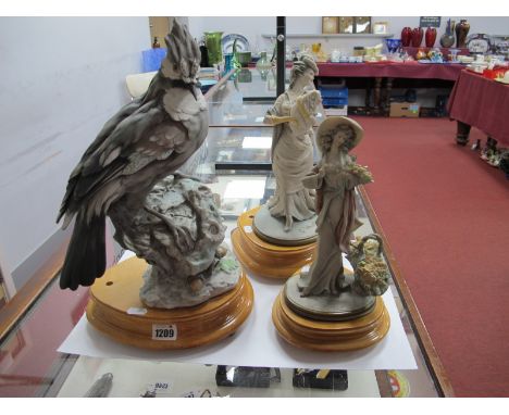 Three Italian Lamp Bases, as exotic bird and ladies.