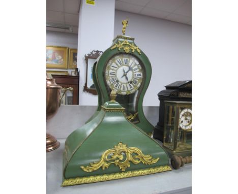 A Continental Bracket Clock and Bracket, XVIII Century and later, clock works by Louis Simon, Geneve, circular brass/enamel d