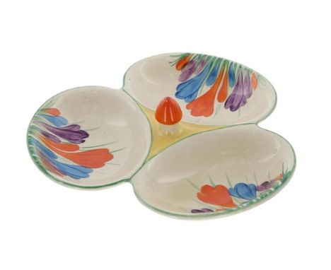 Clarice Cliff 'Autumn Crocus' hors d'oeuvre dish,&nbsp;8" 