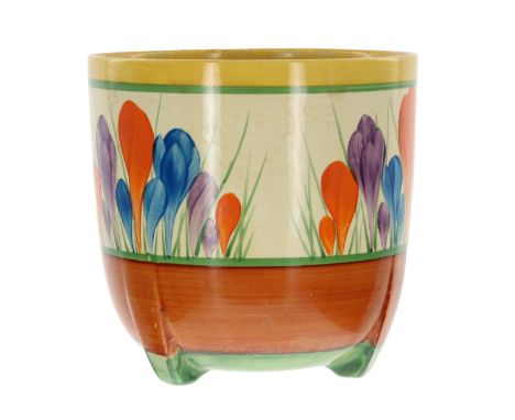 Clarice Cliff Bizarre 'Autumn Crocus' Dover jardinière,&nbsp;painted with large bold flowerheads and with the early green pai