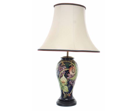 Moorcroft Pottery 'Queens Choice' table lamp,&nbsp;an Emma Bossons design, mounted upon a turned base labelled 'shape/type 46