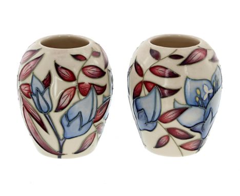 Pair of Moorcroft Pottery 'Jacobs Ladder' small ovoid vases designed by Alicia Amison, circa 2004,&nbsp;with factory stamps a