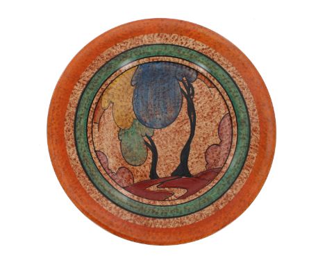 Clarice Cliff Bizarre 'Blue Autumn' Cafe-au-Lait plate, 10" diameter 