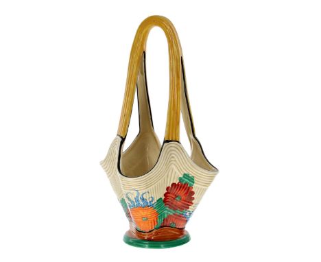 Clarice Cliff Bizarre 'Gayday' Elegant&nbsp;flower basket vase,&nbsp; 12.75" high 