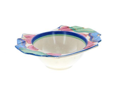 Clarice Cliff Fantasque Bizarre 'Blue Chintz' grapefruit bowl, 6.75" wide 