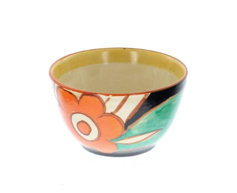 Clarice Cliff Fantasque 'Floret' sugar bowl, 3.25" diameter 