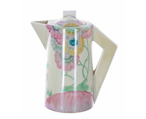 Clarice Cliff Bizarre 'Viscaria' conical coffee pot and cover,&nbsp;8.5" high 