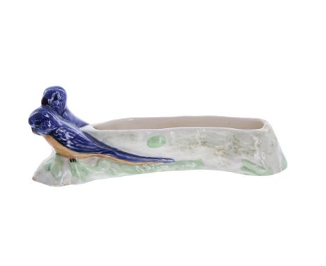 Clarice Cliff/Shorter &amp; Son small 'Budgerigar' planter, bearing a Bizarre backstamp,&nbsp;8" wide 
