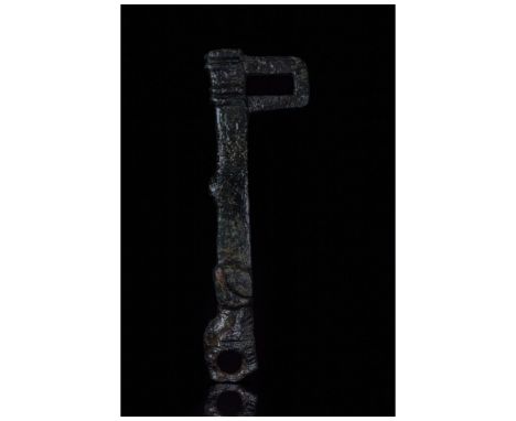 Ca. 100-300 AD. Roman. A well-preserved door fitting made of iron which was part of an ancient Roman lock mechanism. The body
