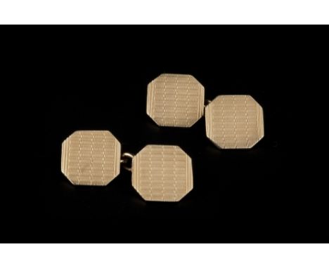 A COLLECTION OF GENTLEMAN'S JEWELLERY, comprising a pair of octagonal panel cufflinks, with engine-turned decoration and chai