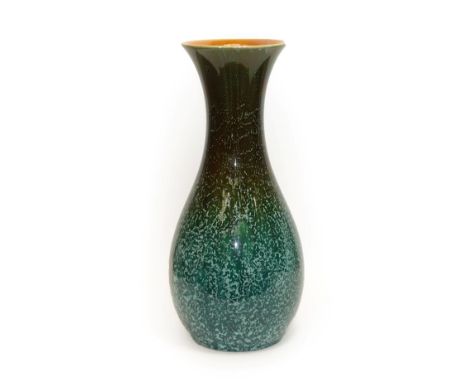 A Linthorpe Pottery Vase, shape 493, in turquoise and mustard glaze, impressed LINTHORPE 493 HT, 33cm high (restored) and A T