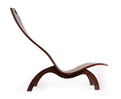 A Victorian Stained Beech Astronomer's Chair, the curved back with a pierced top rail extending to a low scroll seat on an X-