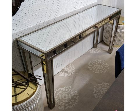 CONSOLE TABLE, 154cm x 110cm x 78cm, antiqued mirrored design. 