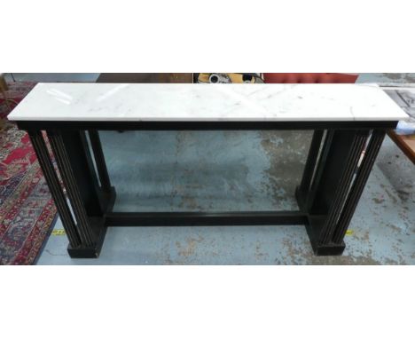 SOANE MIRRORED CONSOLE, black with white marble top, 96cm x 33cm x 165cm. 