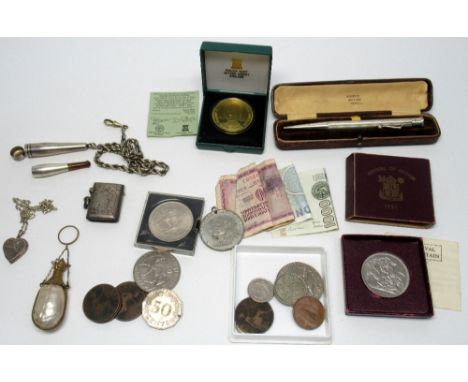 SILVER CHEROOT HOLDER IN A SILVER CASE ON ROPE TWIST CHAIN, EDWARDIAN SILVER VESTA CASE BY ROBERT PRINGLE, BIRMINGHAM , 1909,